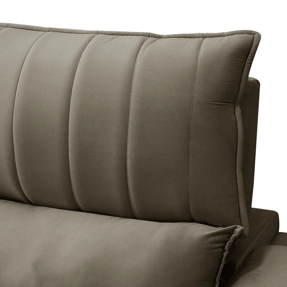 Sofá Retrátil 3 Lugares com Porta Copo 210cm Andes F05 Veludo Marrom - Mpozenato