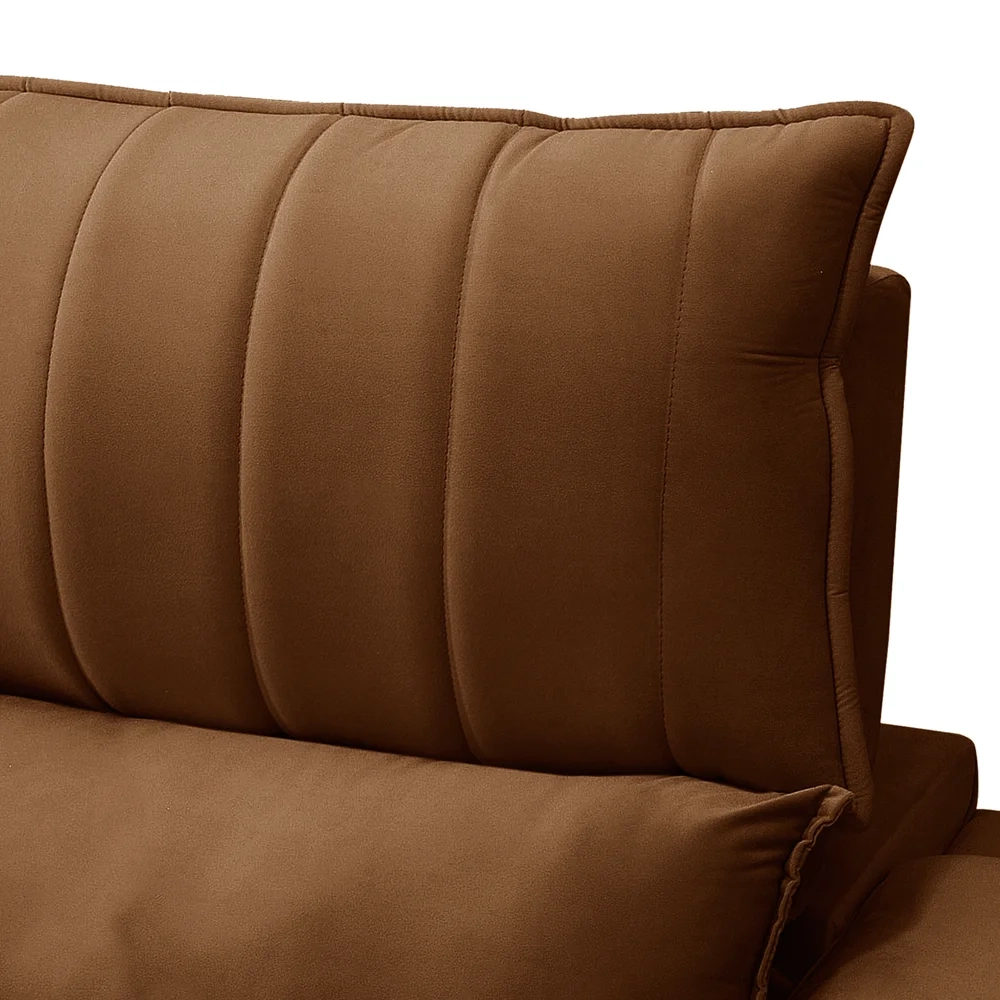 Sofá Retrátil 3 Lugares com Porta Copo 210cm Andes F05 Veludo Terracota - Mpozenato