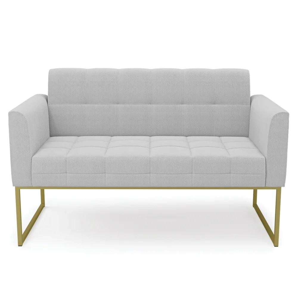 Namoradeira e Poltrona Industrial Dourado Ana Boucle Cinza - Ibiza