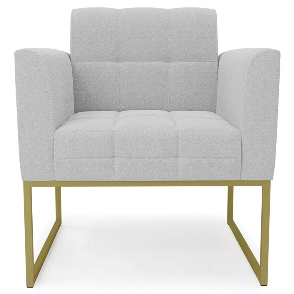 Namoradeira e Poltrona Industrial Dourado Ana Boucle Cinza - Ibiza