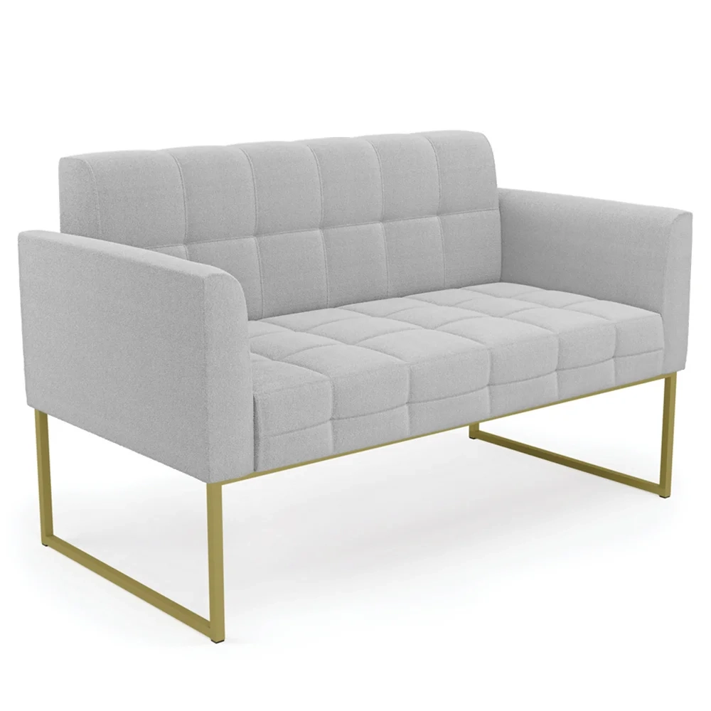 Namoradeira e Poltrona Industrial Dourado Ana Boucle Cinza - Ibiza