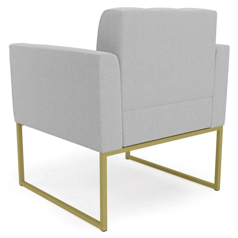Namoradeira e Poltrona Industrial Dourado Ana Boucle Cinza - Ibiza