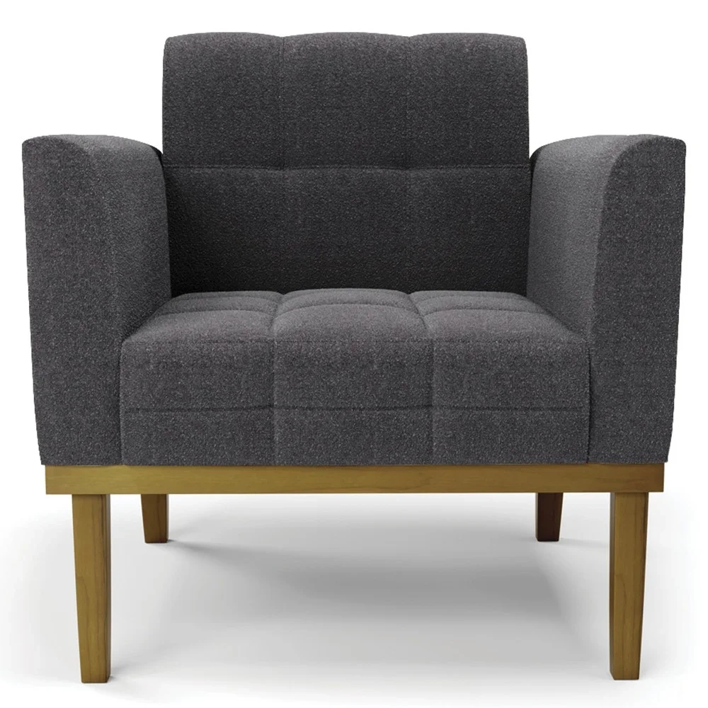 Namoradeira e Poltrona Base Madeira Castanho Ana Boucle Grafite - Ibiza