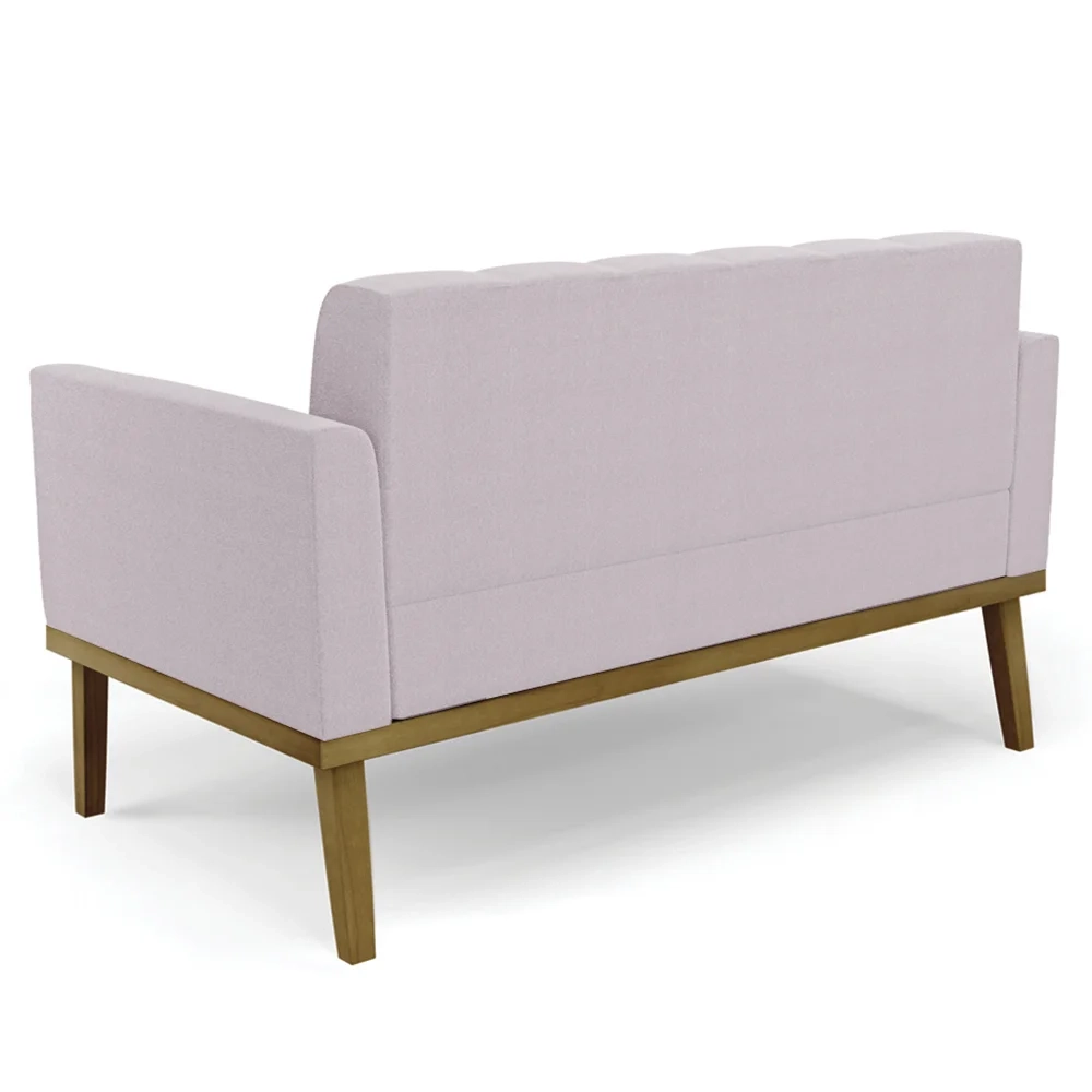 Namoradeira e Poltrona Base Madeira Castanho Ana Boucle Rosê - Ibiza