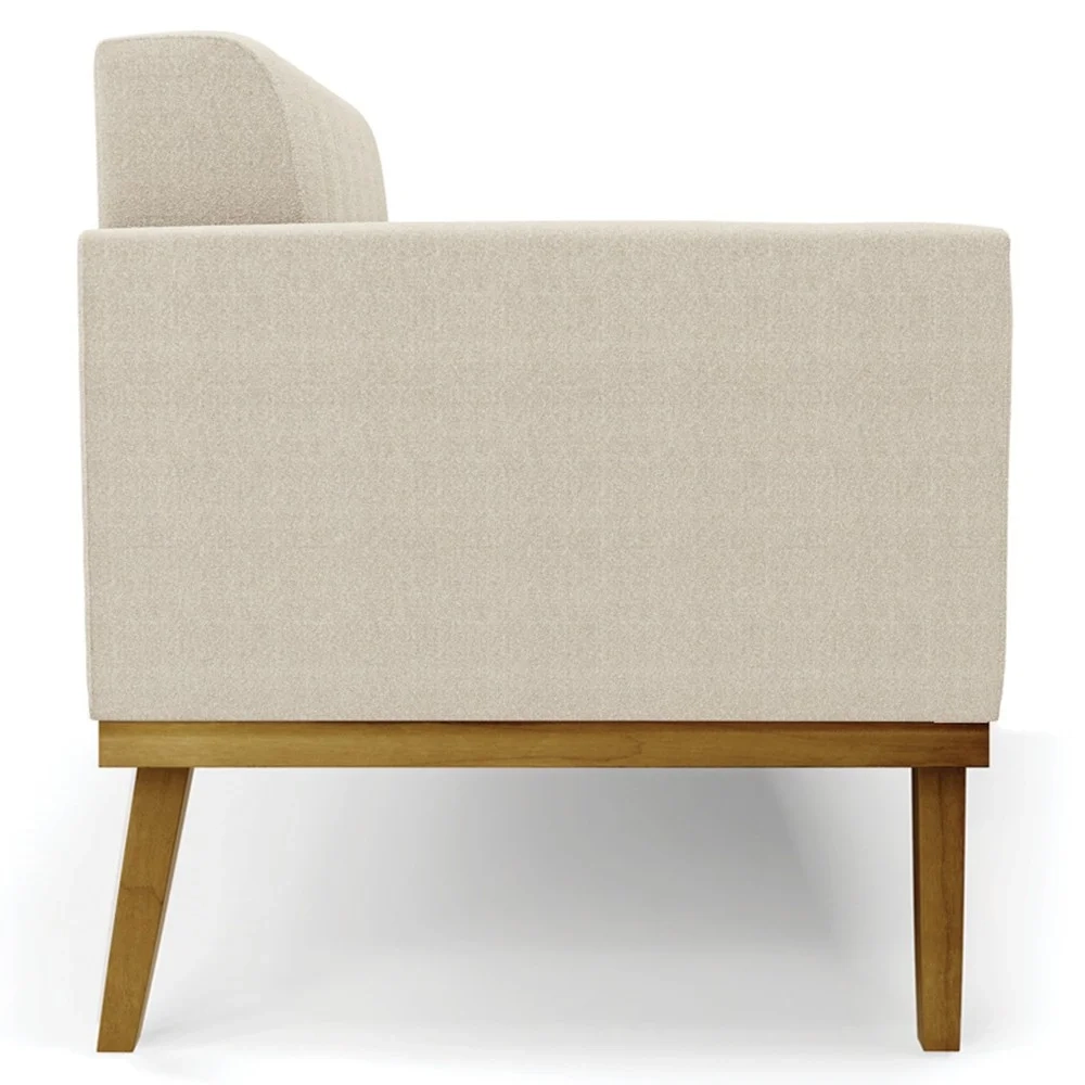 Namoradeira e 2 Poltronas Base Madeira Castanho Ana Boucle Bege - Ibiza