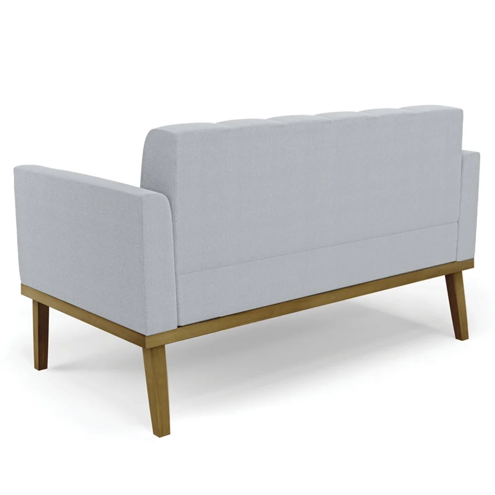 Namoradeira e 2 Poltronas Base Madeira Castanho Ana Boucle Cinza - Ibiza