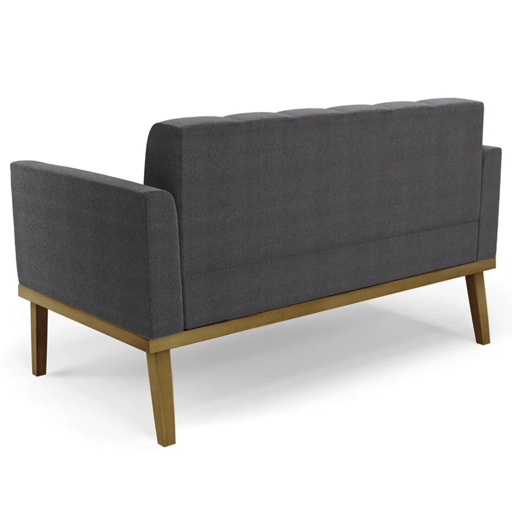 Namoradeira e 2 Poltronas Base Madeira Castanho Ana Boucle Grafite - Ibiza