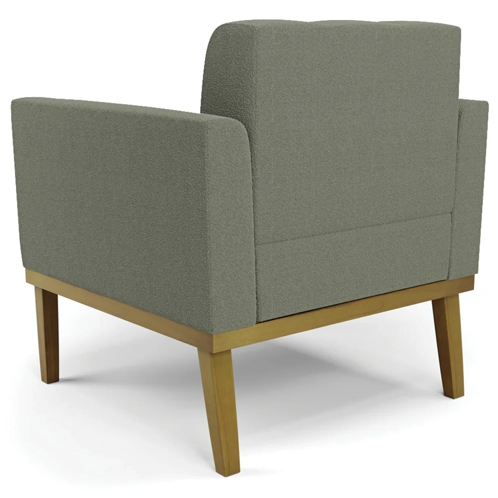 Namoradeira e 2 Poltronas Base Madeira Castanho Ana Boucle Menta - Ibiza