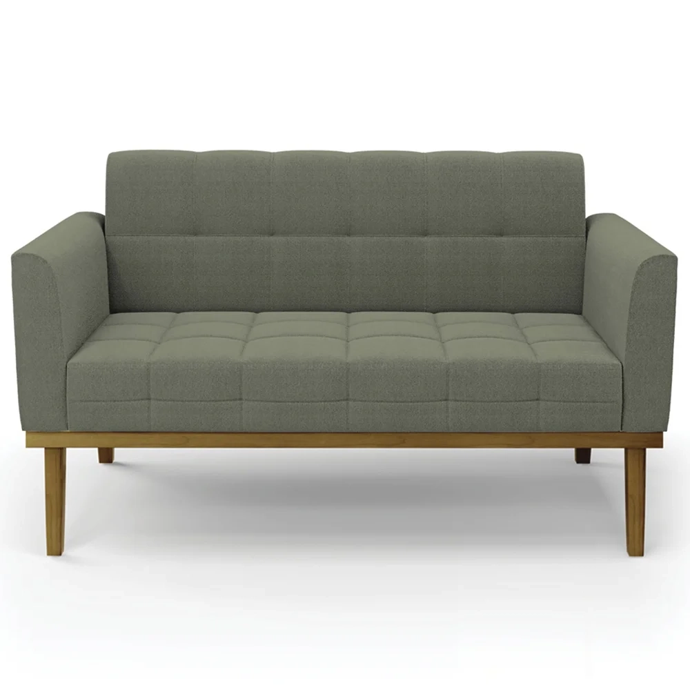 Namoradeira e 2 Poltronas Base Madeira Castanho Ana Boucle Menta - Ibiza