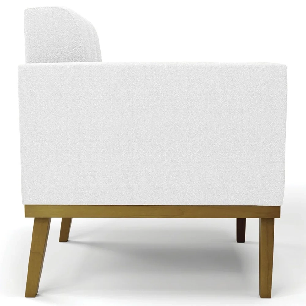 Namoradeira e 2 Poltronas Base Madeira Castanho Ana Boucle Off - Ibiza