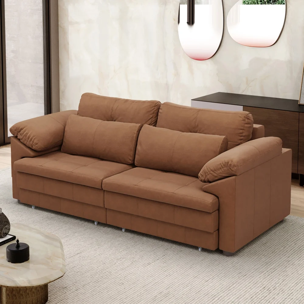 Sofá Retrátil 2 Lugares Para Sala 175cm Dijon Couro Mel S07 - Mpozenato