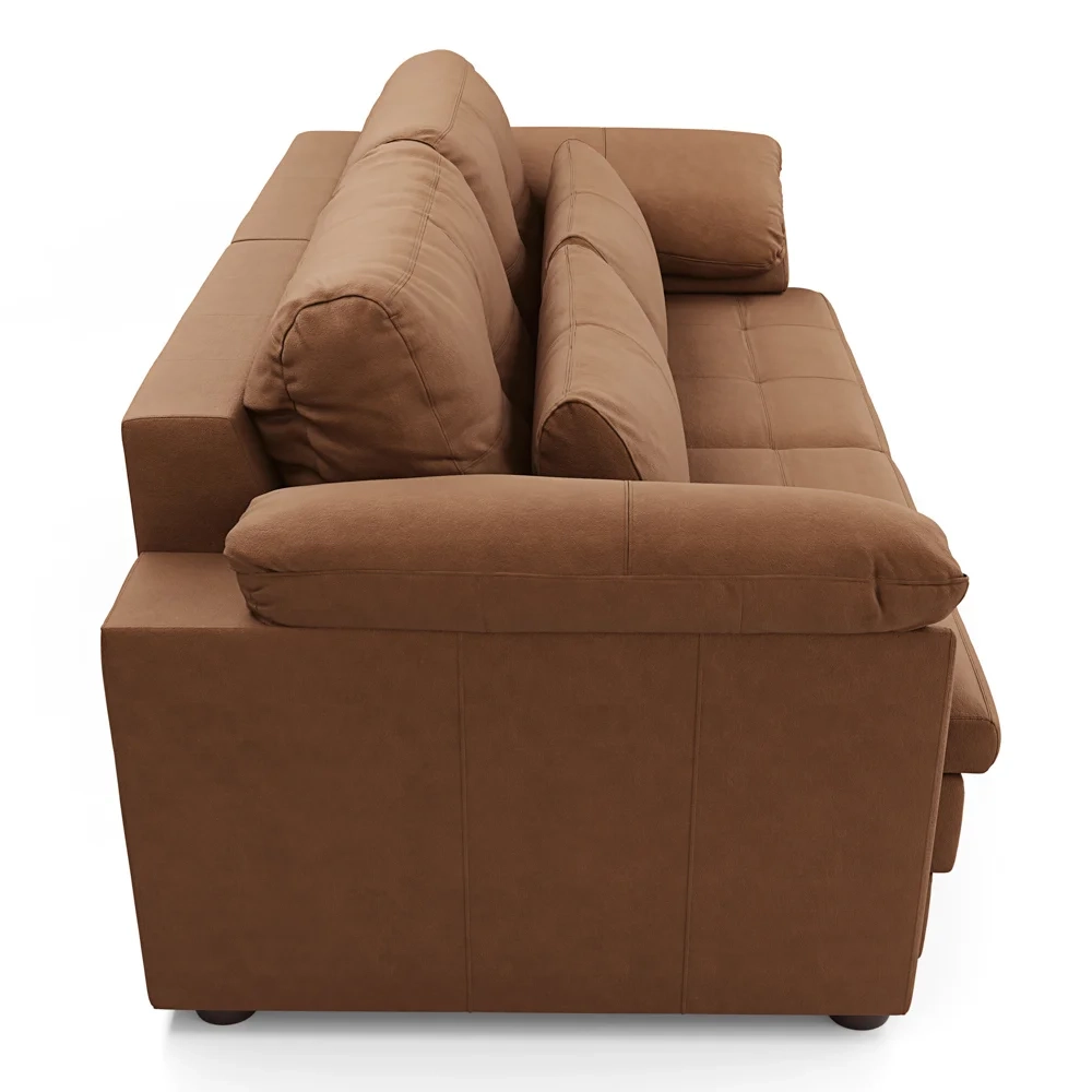 Sofá Retrátil 2 Lugares Para Sala 175cm Dijon Couro Mel S07 - Mpozenato