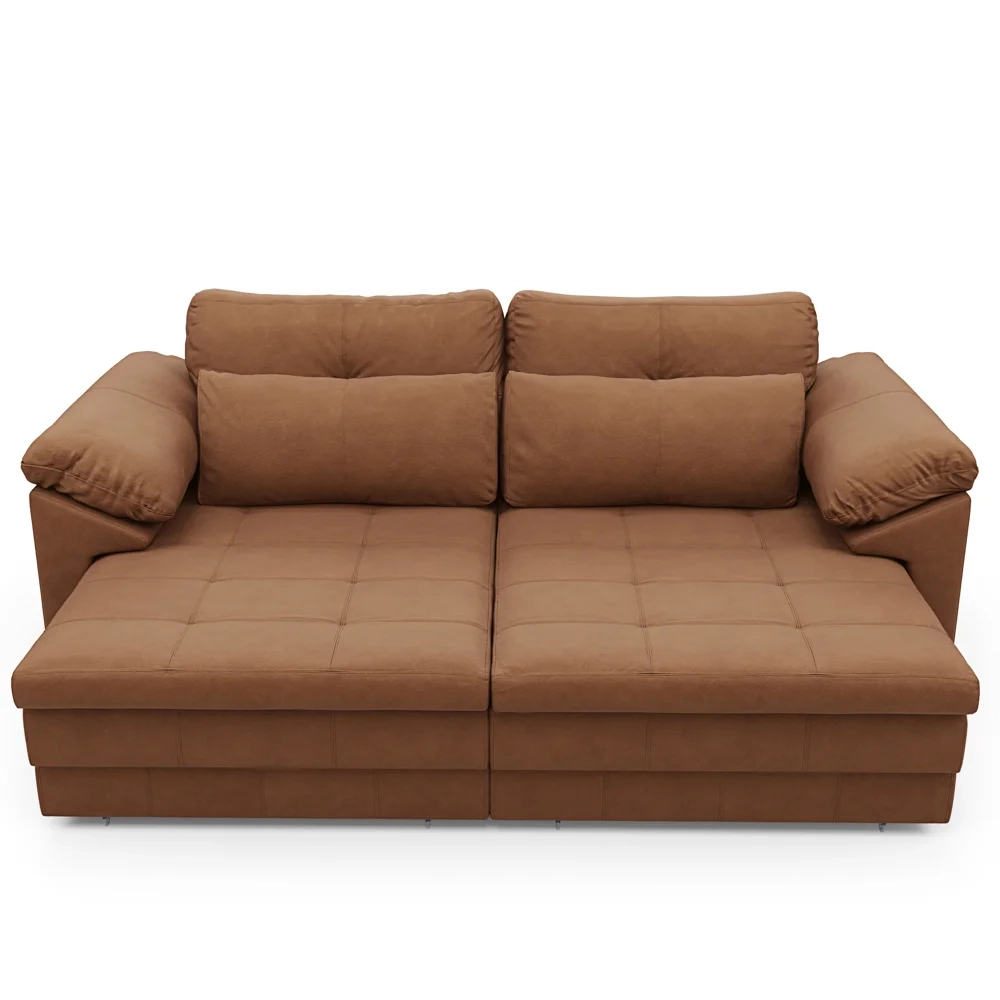 Sofá Retrátil 2 Lugares Para Sala 175cm Dijon Couro Mel S07 - Mpozenato