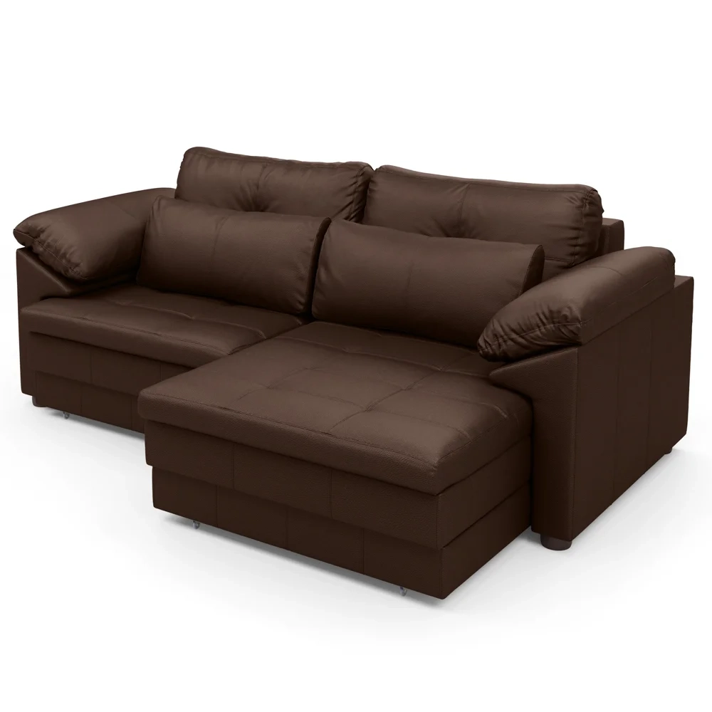 Sofá Retrátil 2 Lugares Para Sala 175cm Dijon Couro Caramelo S07 - Mpozenato