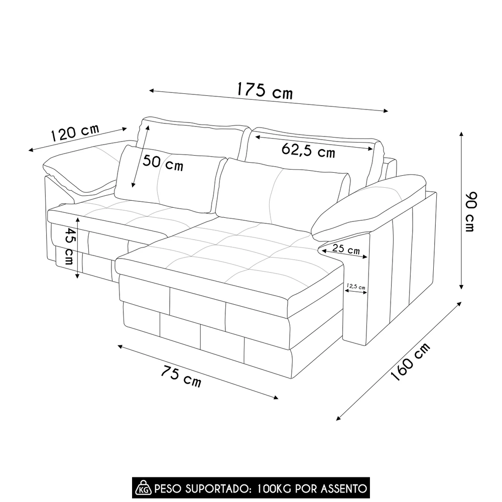 Sofá Retrátil 2 Lugares Para Sala 175cm Dijon Couro Caramelo S07 - Mpozenato