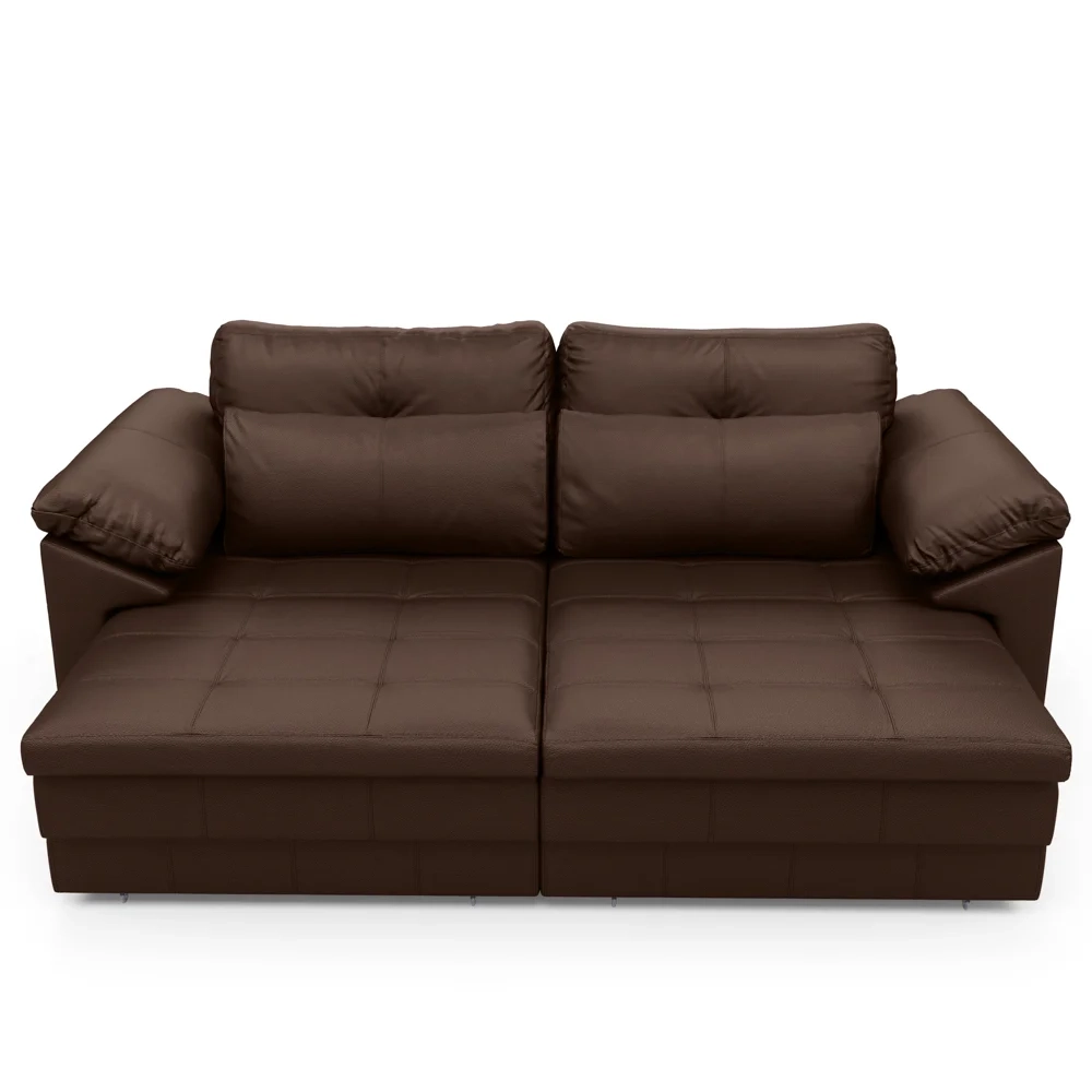 Sofá Retrátil 2 Lugares Para Sala 175cm Dijon Couro Caramelo S07 - Mpozenato