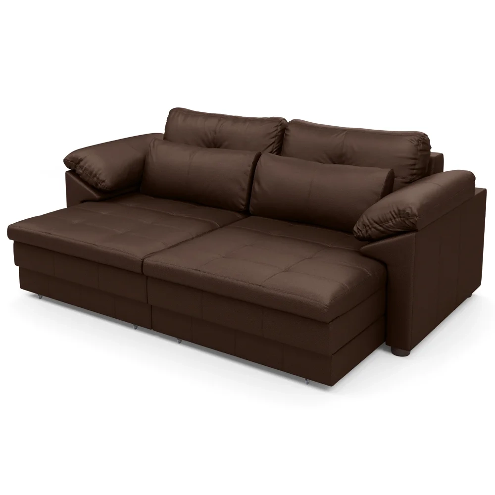 Sofá Retrátil 2 Lugares Para Sala 175cm Dijon Couro Caramelo S07 - Mpozenato