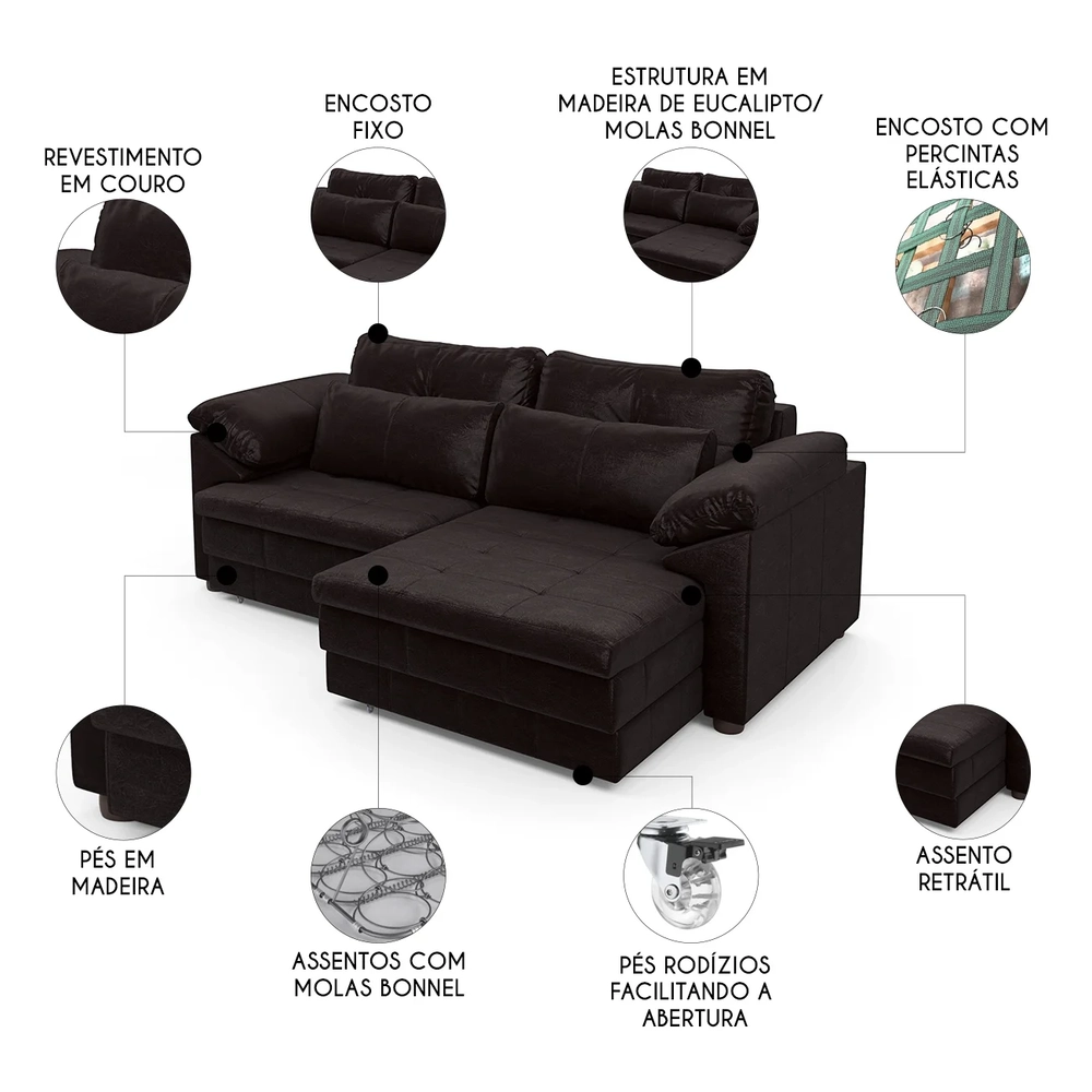 Sofá Retrátil 2 Lugares Para Sala 215cm Dijon Couro Bordô S07 - Mpozenato