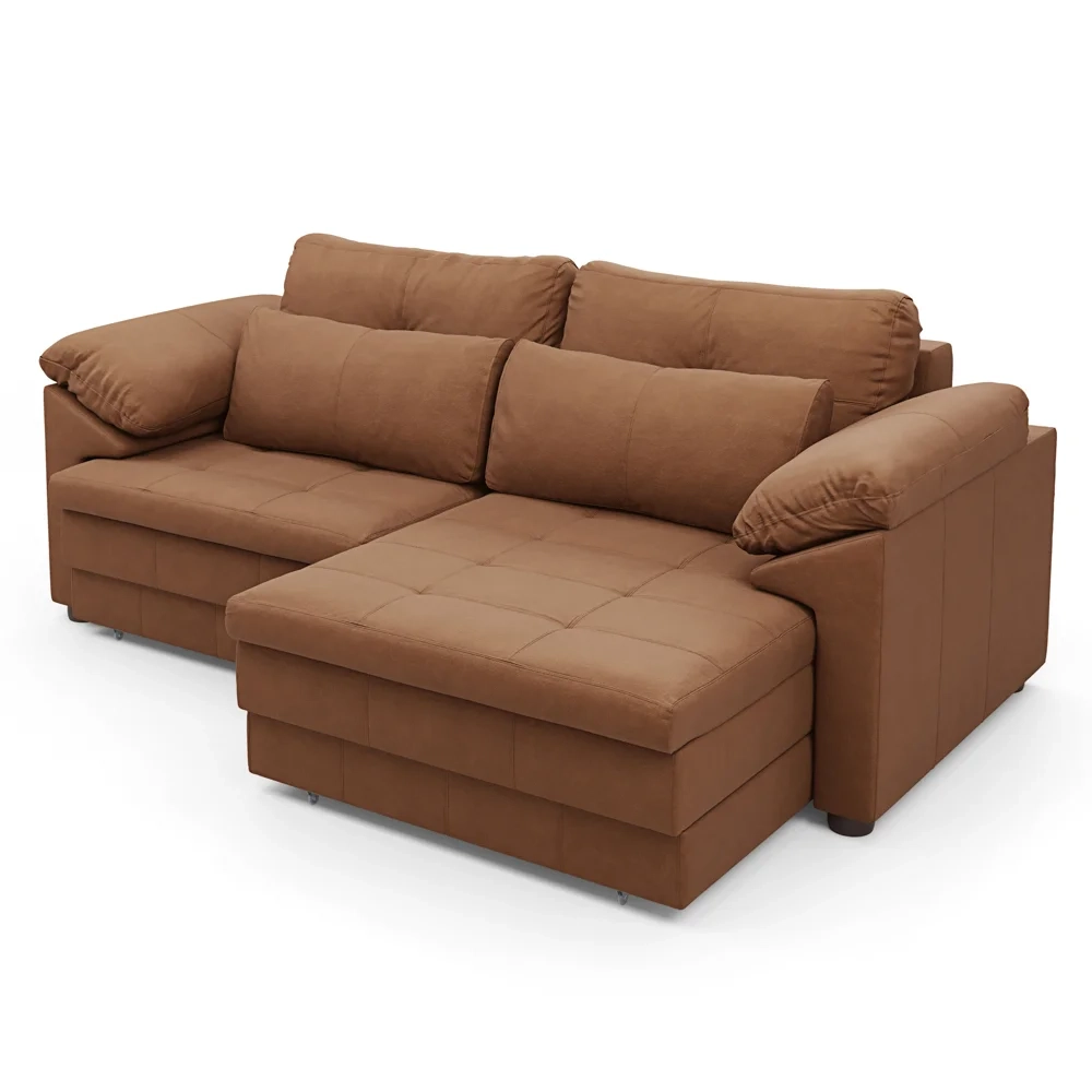 Sofá Retrátil 2 Lugares Para Sala 215cm Dijon Couro Mel S07 - Mpozenato