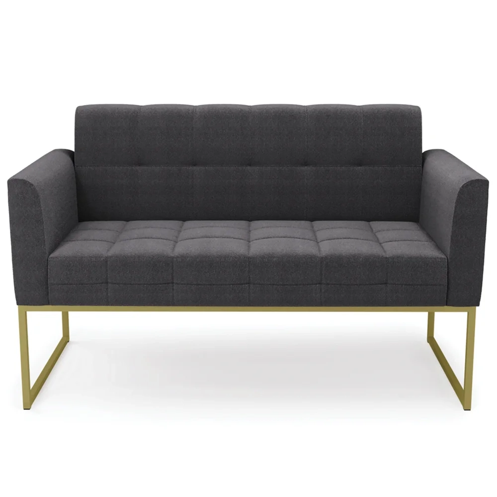 Namoradeira e Poltrona Industrial Dourado Ana Boucle Grafite - Ibiza