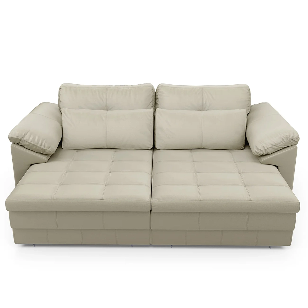 Sofá Retrátil 2 Lugares Para Sala 215cm Dijon Couro Creme S07 - Mpozenato