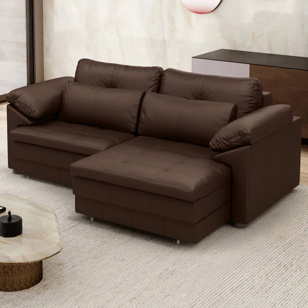 Sofá Retrátil 2 Lugares Para Sala 215cm Dijon Couro Caramelo S07 - Mpozenato