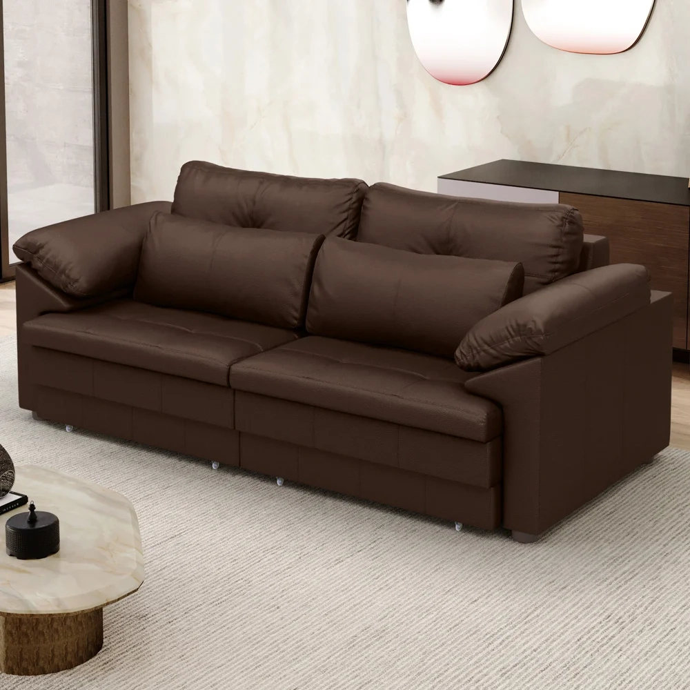 Sofá Retrátil 2 Lugares Para Sala 215cm Dijon Couro Caramelo S07 - Mpozenato