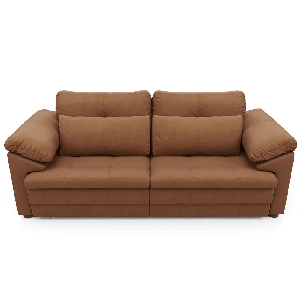 Sofá Retrátil 3 Lugares Para Sala 250cm Dijon Couro Mel S07 - Mpozenato