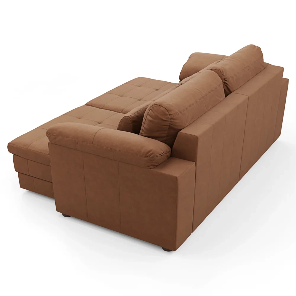 Sofá Retrátil 3 Lugares Para Sala 250cm Dijon Couro Mel S07 - Mpozenato