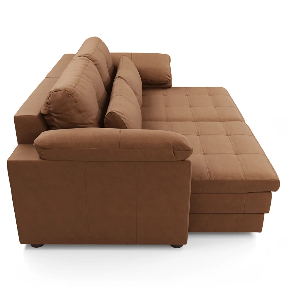 Sofá Retrátil 3 Lugares Para Sala 250cm Dijon Couro Mel S07 - Mpozenato