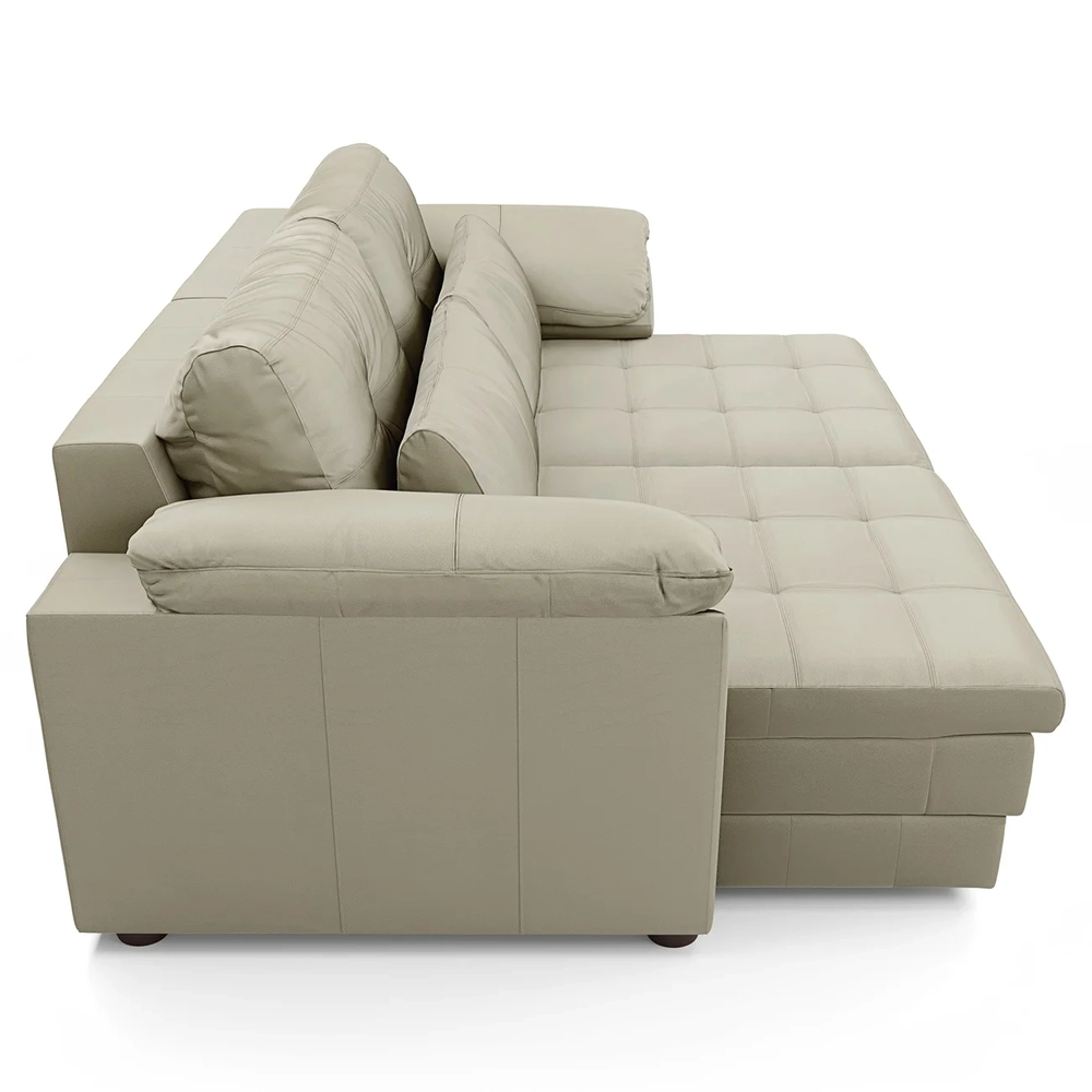 Sofá Retrátil 3 Lugares Para Sala 250cm Dijon Couro Creme S07 - Mpozenato