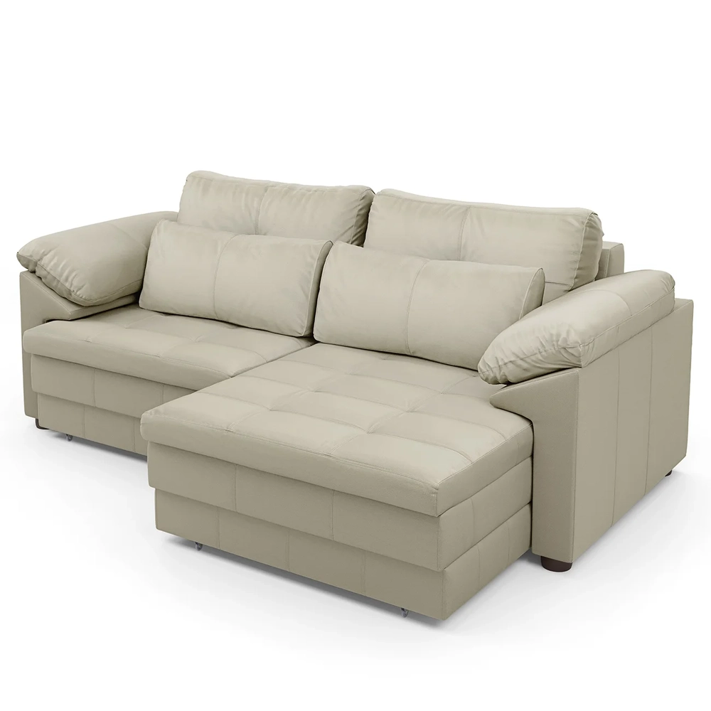 Sofá Retrátil 3 Lugares Para Sala 250cm Dijon Couro Creme S07 - Mpozenato