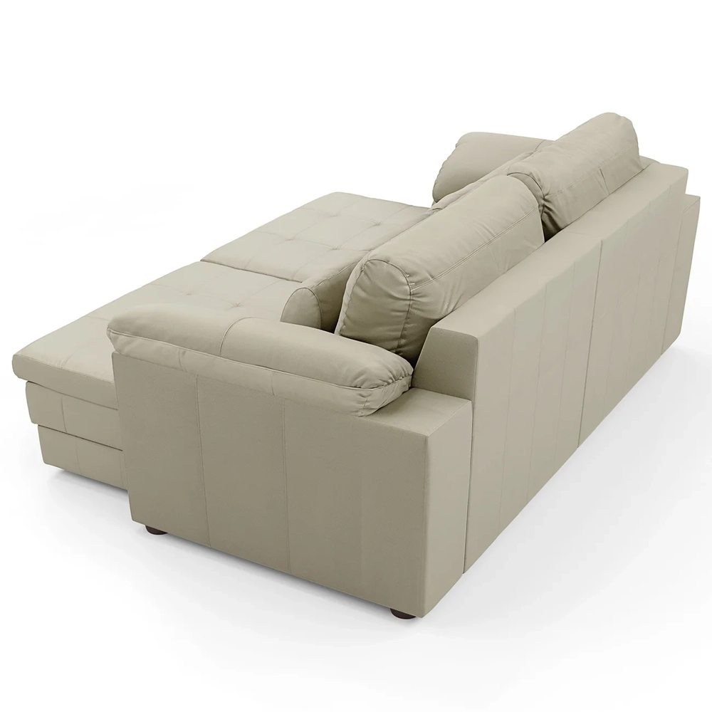 Sofá Retrátil 3 Lugares Para Sala 250cm Dijon Couro Creme S07 - Mpozenato