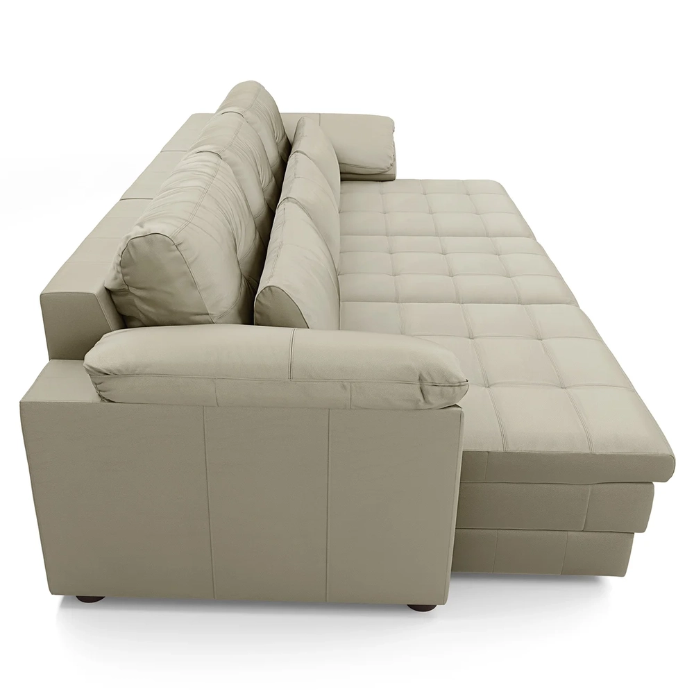 Sofá Retrátil 3 Lugares Para Sala 257cm Dijon Couro Creme S07 - Mpozenato