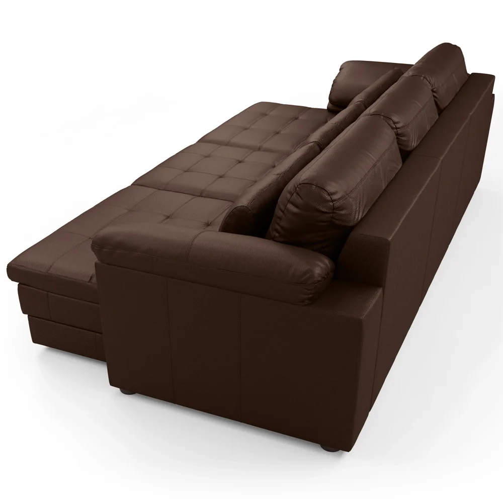 Sofá Retrátil 3 Lugares Para Sala 257cm Dijon Couro Caramelo S07 - Mpozenato