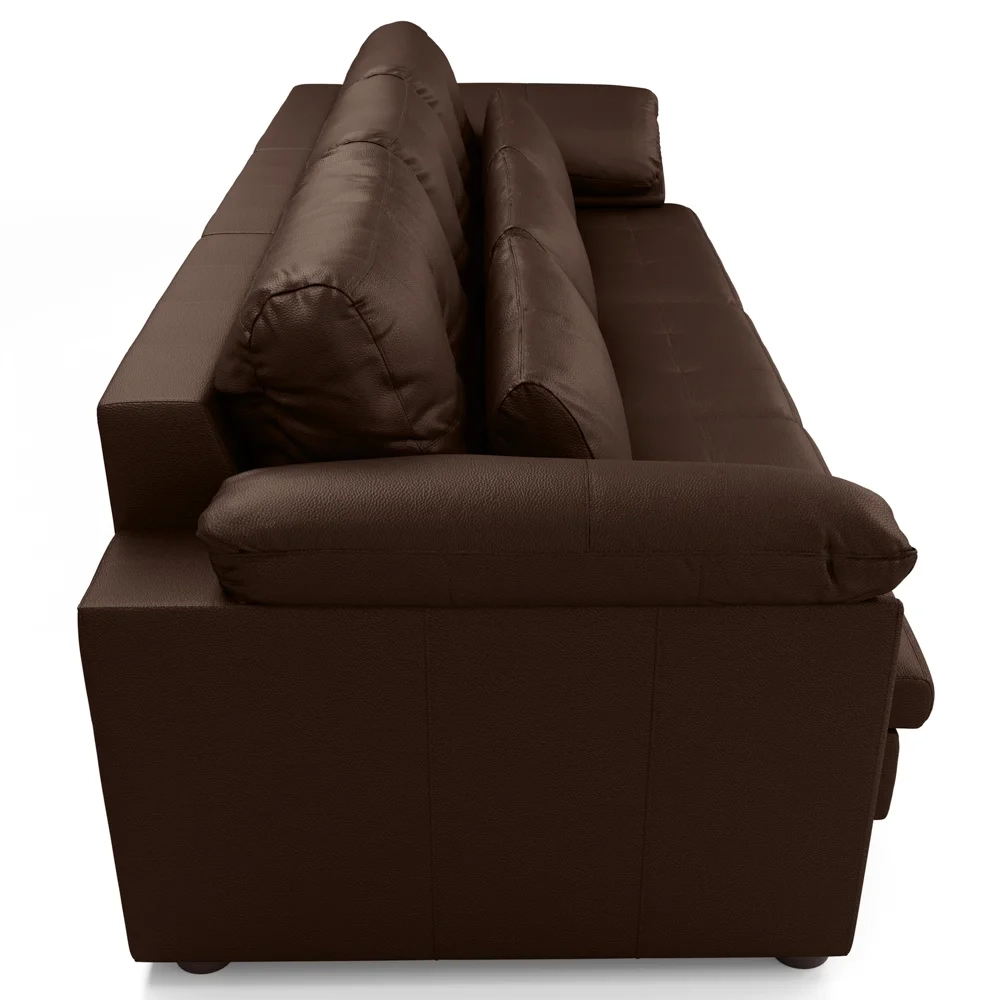 Sofá Retrátil 3 Lugares Para Sala 257cm Dijon Couro Caramelo S07 - Mpozenato