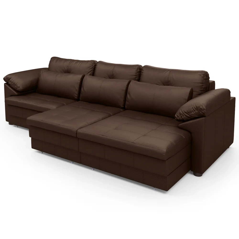 Sofá Retrátil 3 Lugares Para Sala 257cm Dijon Couro Caramelo S07 - Mpozenato