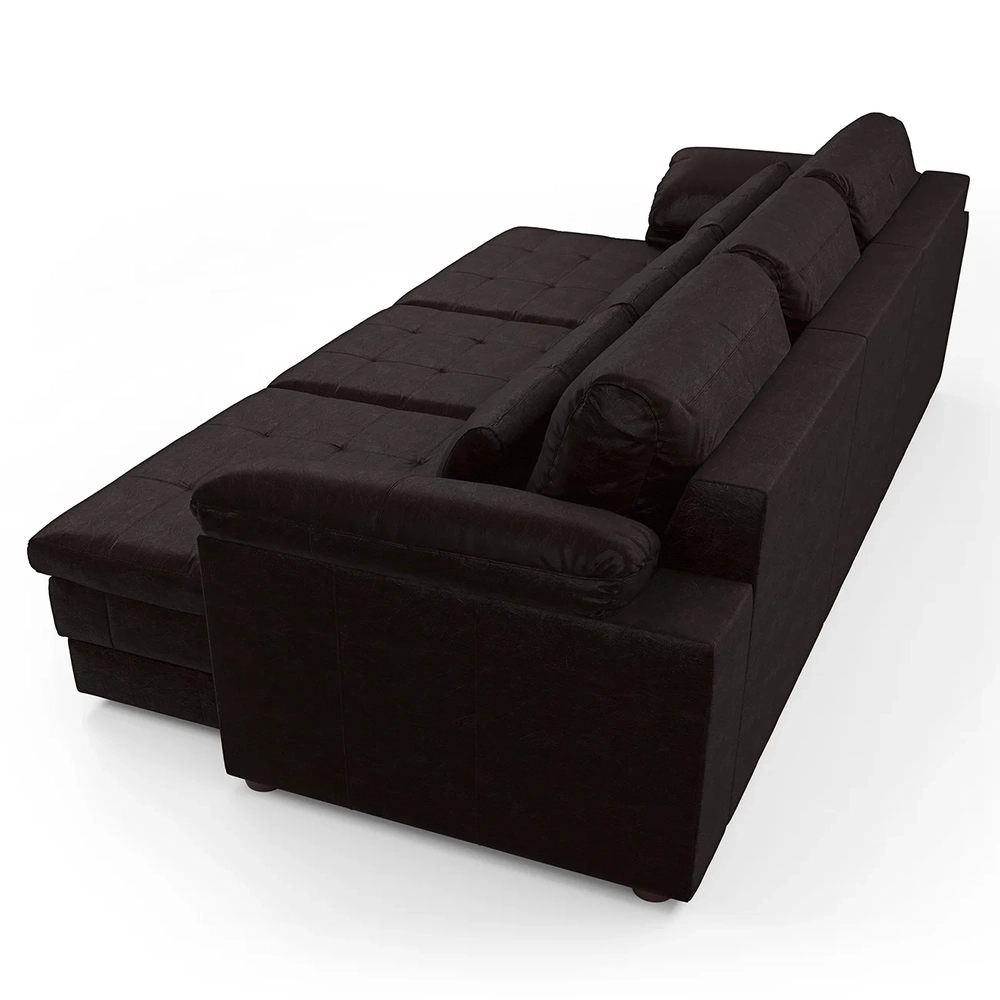 Sofá Retrátil 3 Lugares Para Sala 297cm Dijon Couro Bordô S07 - Mpozenato