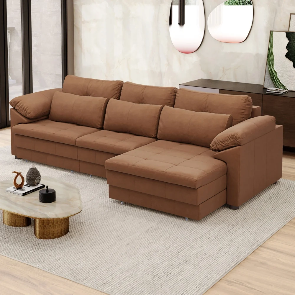 Sofá Retrátil 3 Lugares Para Sala 297cm Dijon Couro Mel S07 - Mpozenato