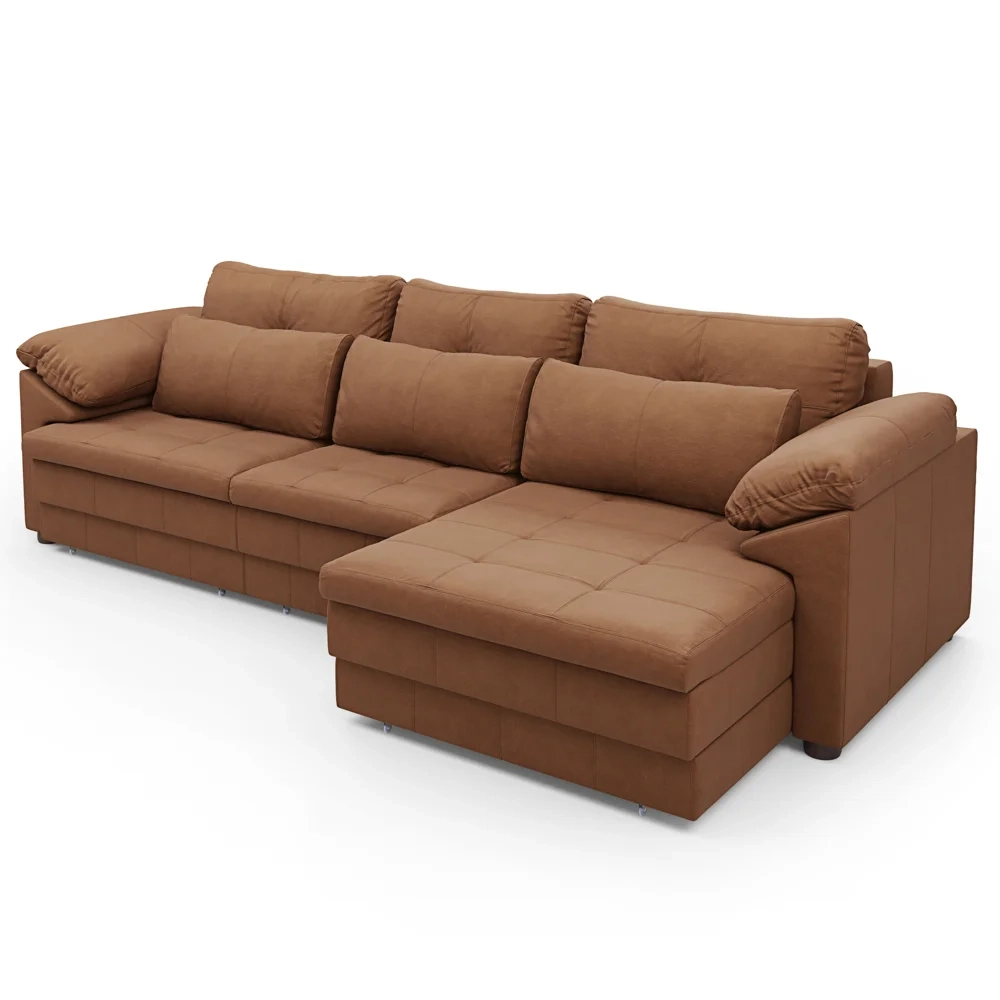 Sofá Retrátil 3 Lugares Para Sala 297cm Dijon Couro Mel S07 - Mpozenato