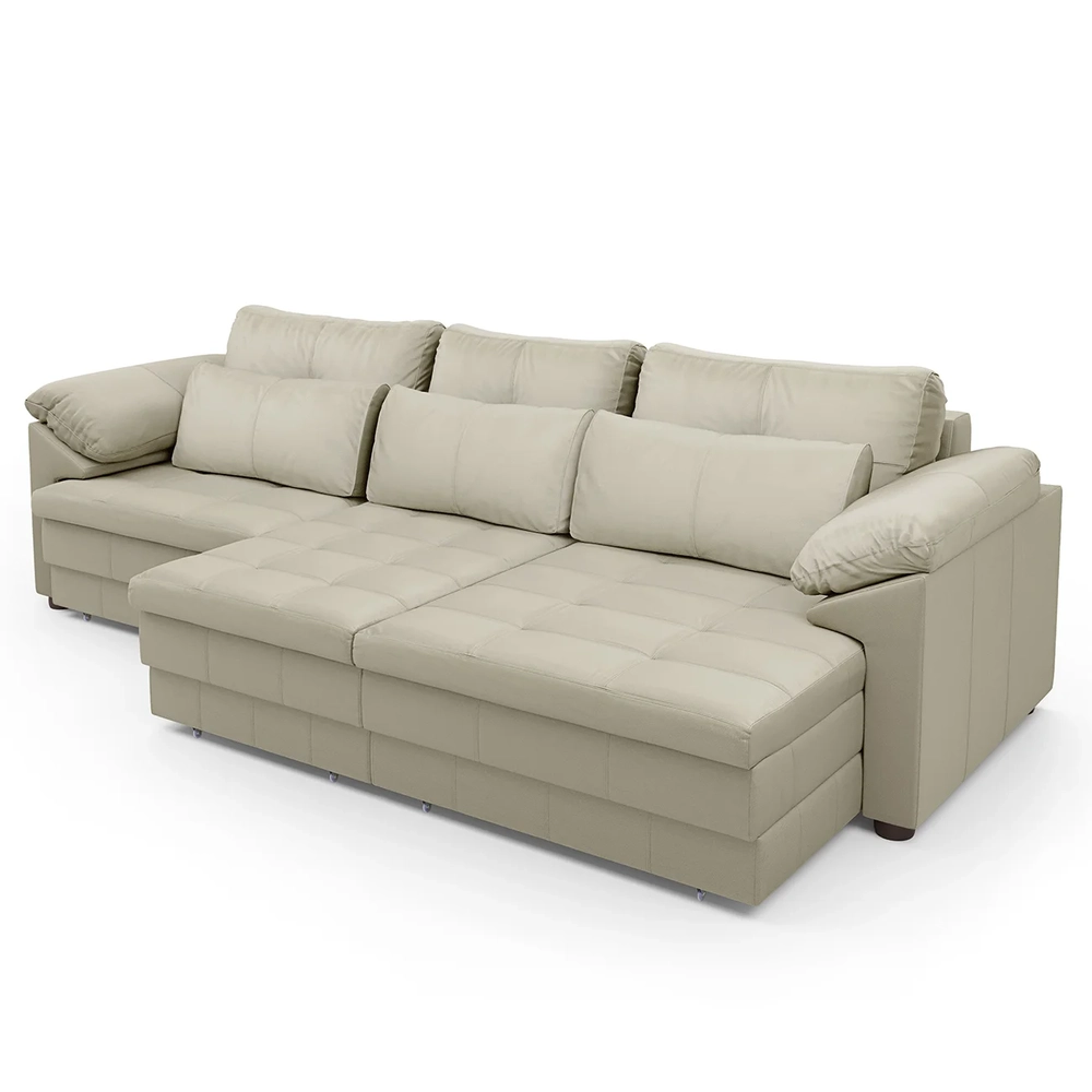 Sofá Retrátil 3 Lugares Para Sala 297cm Dijon Couro Creme S07 - Mpozenato