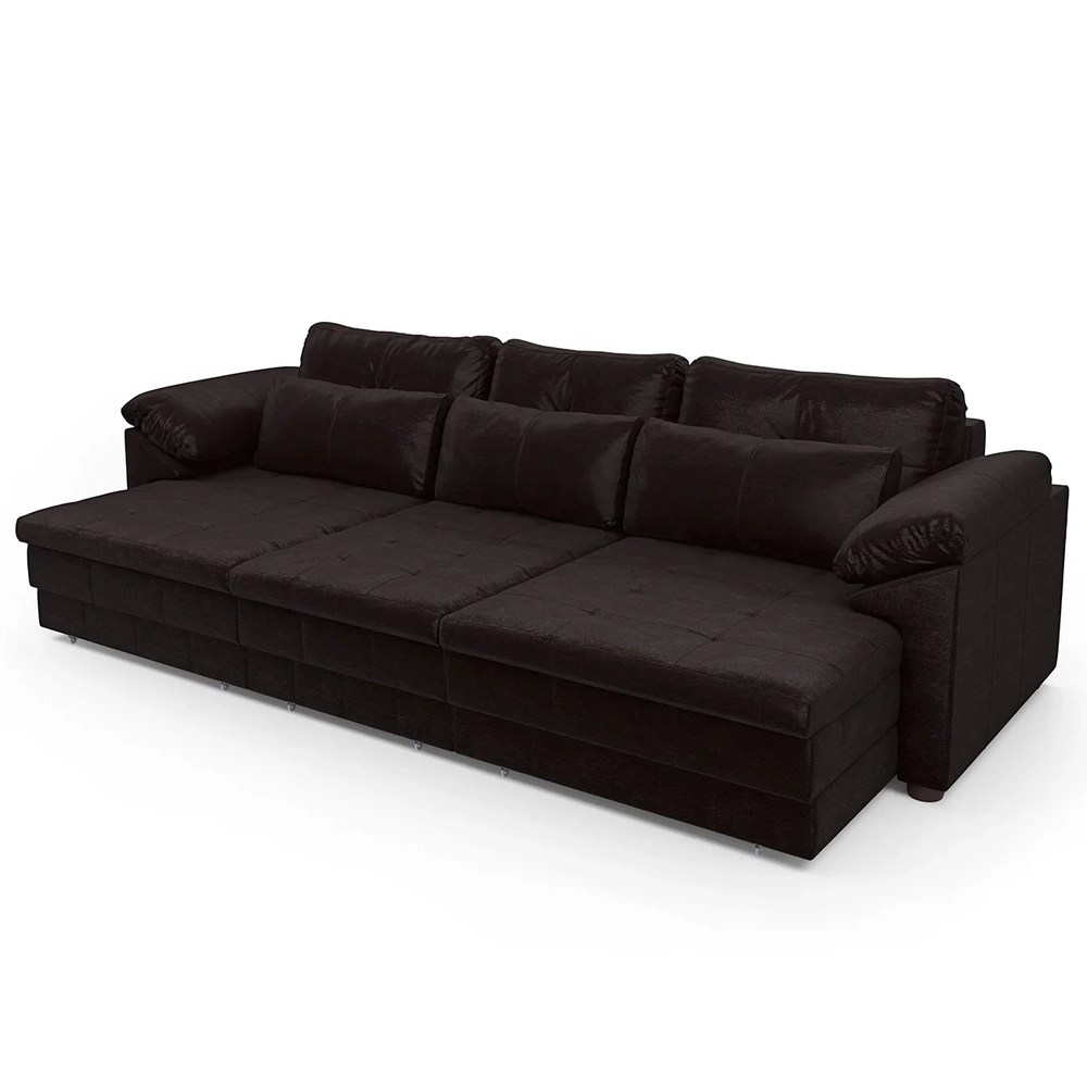 Sofá Retrátil 4 Lugares Para Sala 332cm Dijon Couro Bordô S07 - Mpozenato