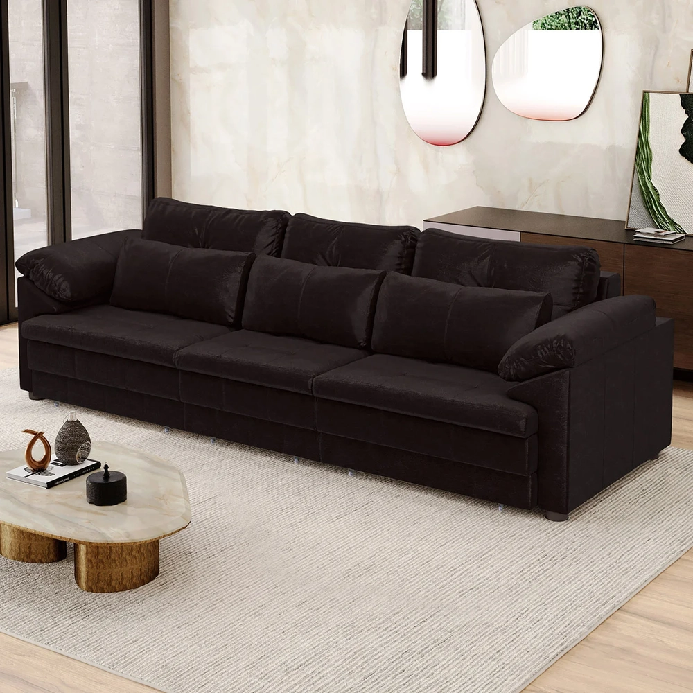 Sofá Retrátil 4 Lugares Para Sala 332cm Dijon Couro Bordô S07 - Mpozenato