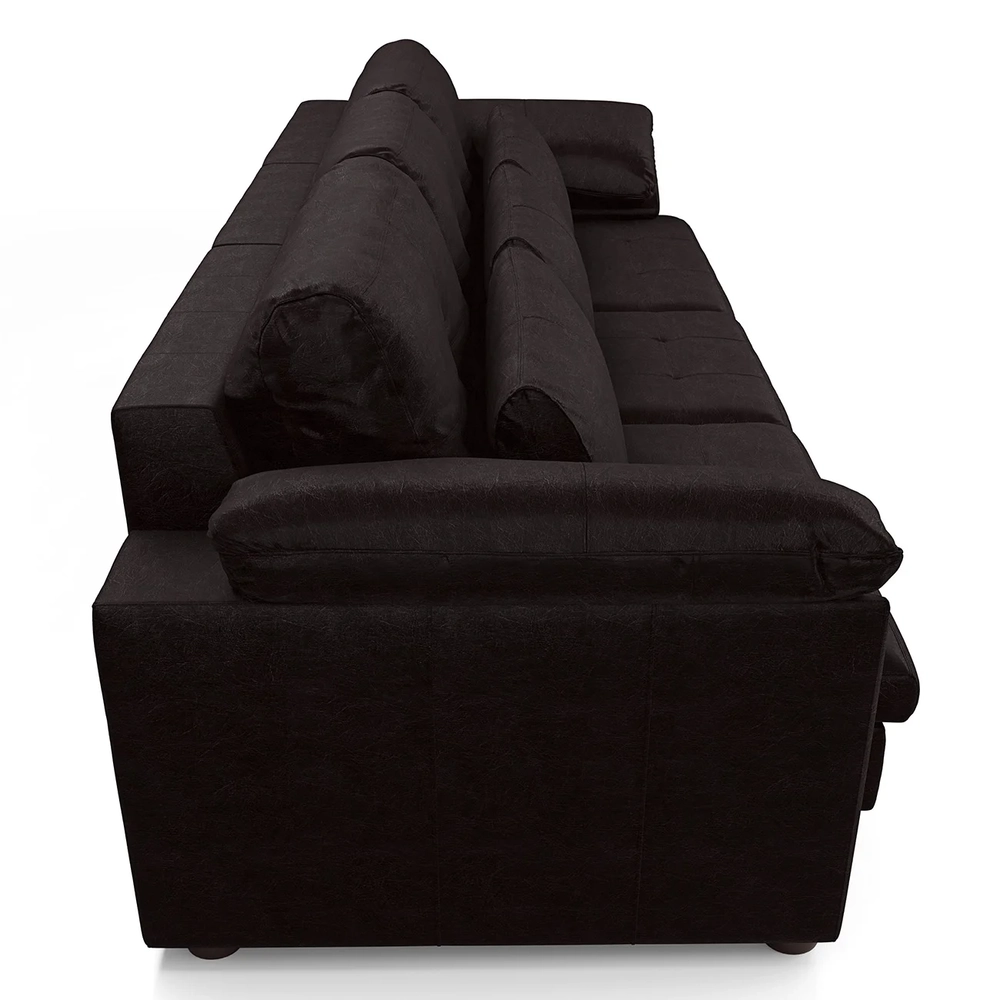 Sofá Retrátil 4 Lugares Para Sala 332cm Dijon Couro Bordô S07 - Mpozenato