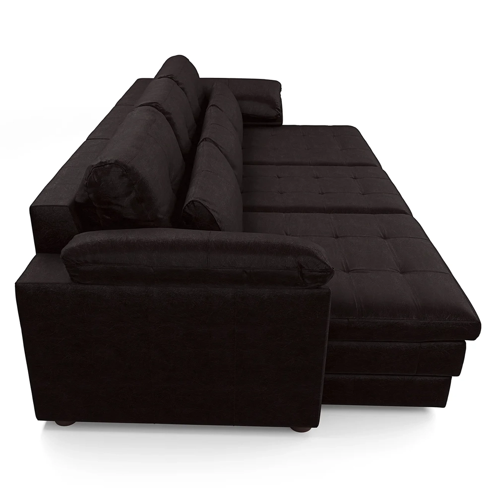 Sofá Retrátil 4 Lugares Para Sala 332cm Dijon Couro Bordô S07 - Mpozenato