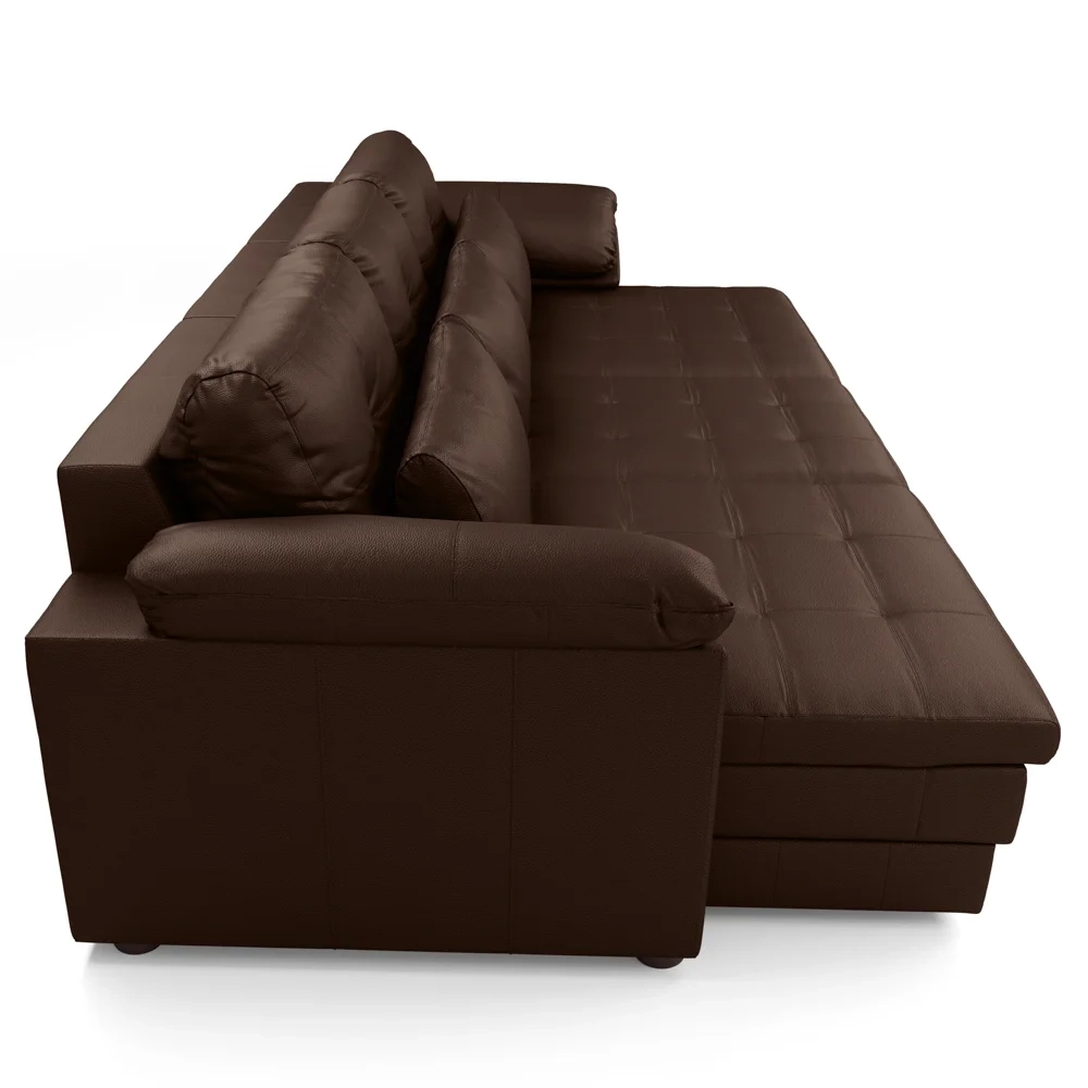 Sofá Retrátil 3 Lugares Para Sala 297cm Dijon Couro Caramelo S07 - Mpozenato