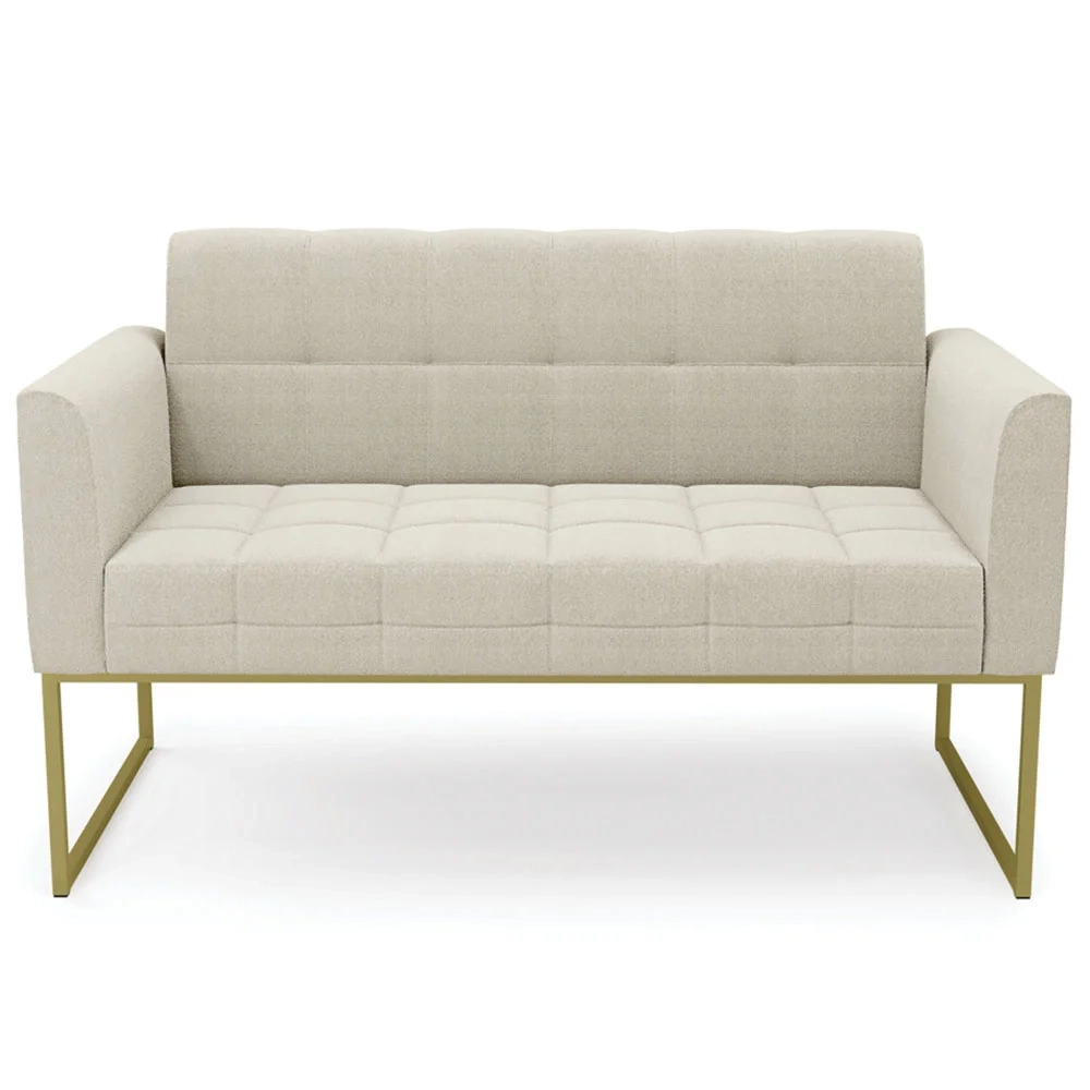 Namoradeira e 2 Poltronas Industrial Dourado Ana Boucle Bege - Ibiza