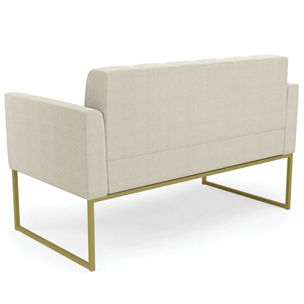 Namoradeira e 2 Poltronas Industrial Dourado Ana Boucle Bege - Ibiza