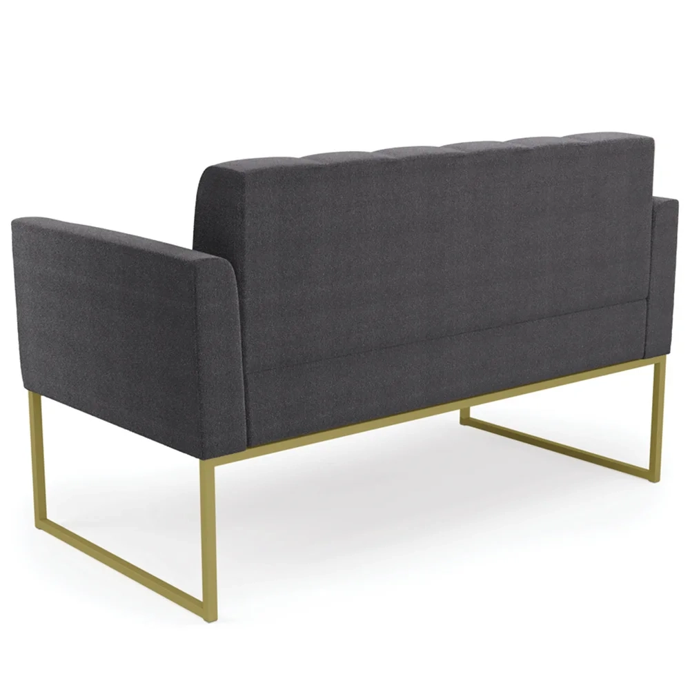 Namoradeira e 2 Poltronas Industrial Dourado Ana Boucle Grafite - Ibiza