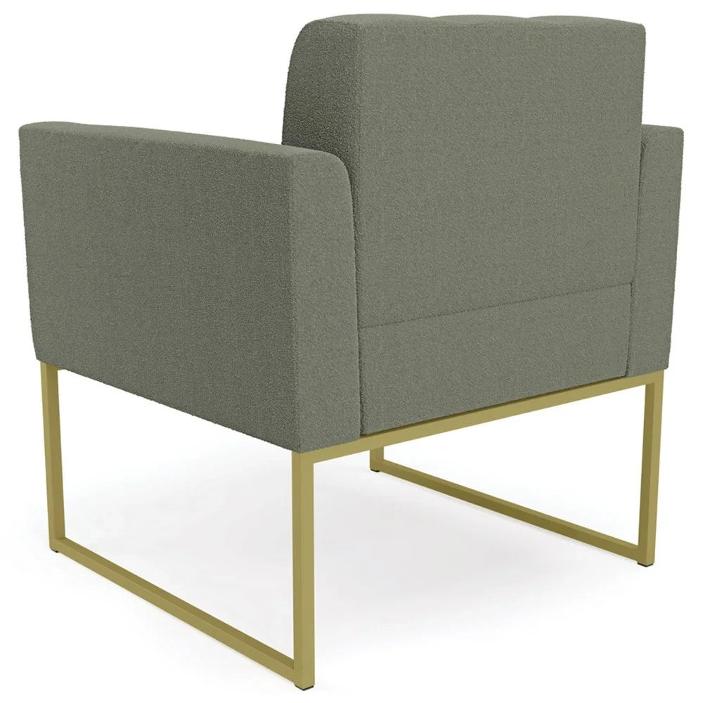 Namoradeira e 2 Poltronas Industrial Dourado Ana Boucle Menta - Ibiza